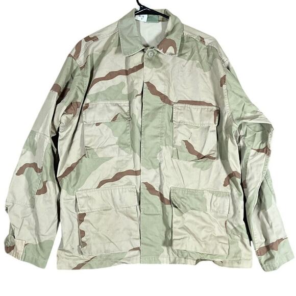 Vintage U.S Armed Forces Mens Coat Tan DCU Camouflage BDU Uniform Large Regular - Picture 1 of 14